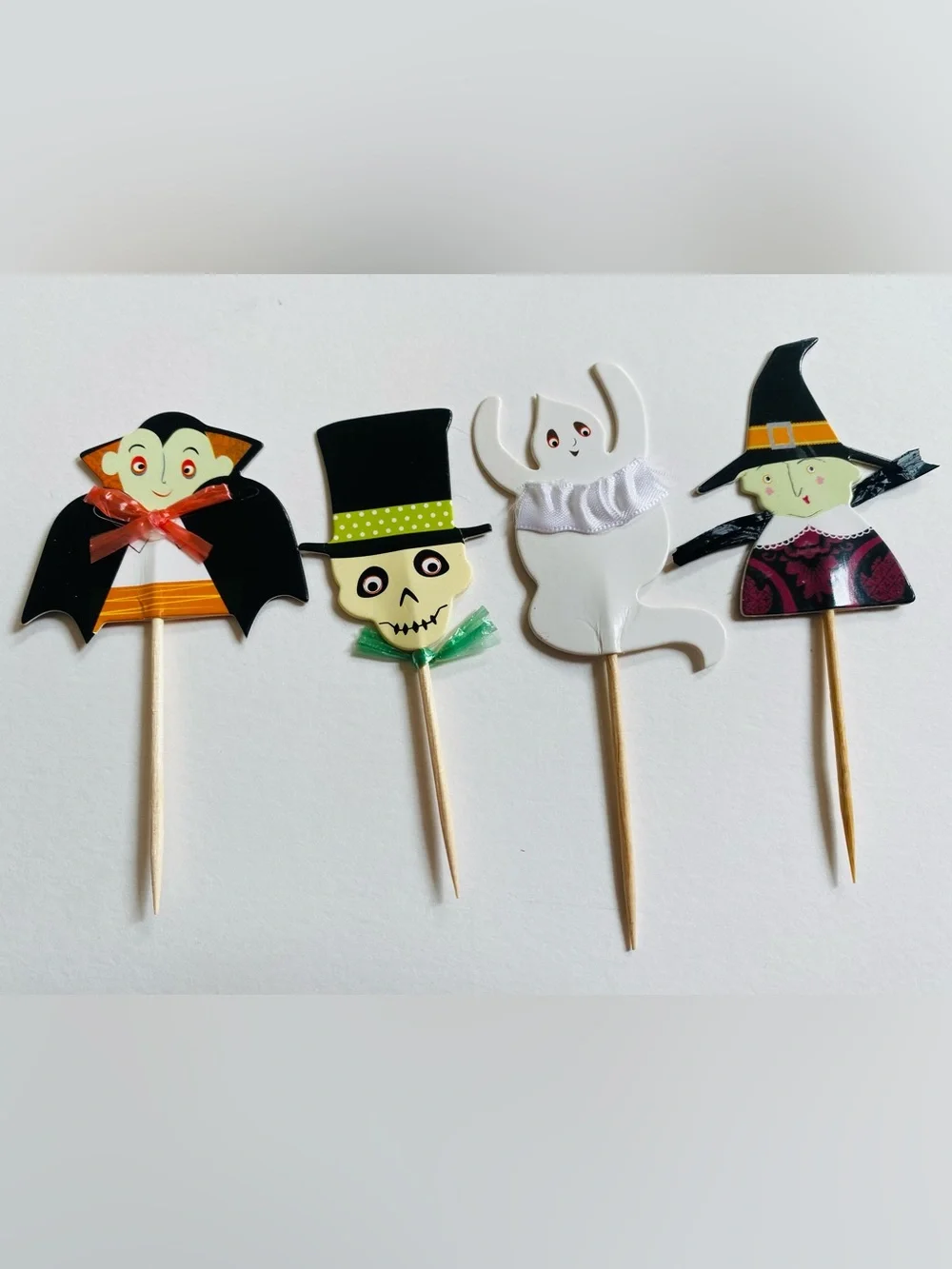 120 Halloween Cupcake Toppers or Party Picks, Witch, Ghost, Skeleton, Dracula